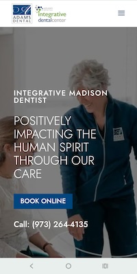 Adams Dental website on a mobile device