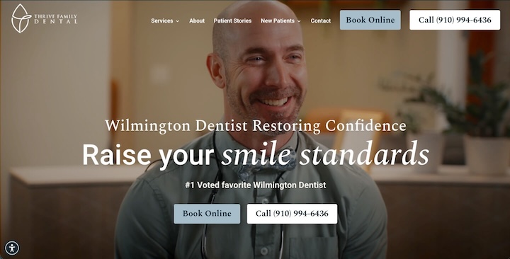 Thrive Family Dental website
