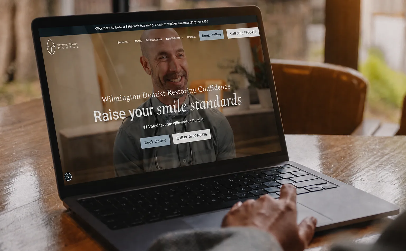 Homepage for Thrive Family Dental's website, one of the best dental websites of 2026. Homepage for Thrive Family Dental's website, one of the best dental websites of 2026.