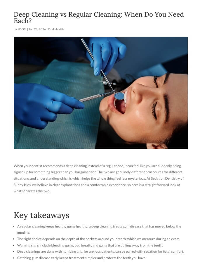 Answer Engine Optimization (AEO) example via a dental blog