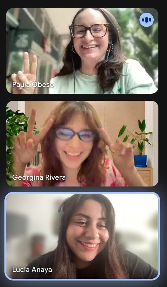 Remote team member Lucia Anaya on a video call