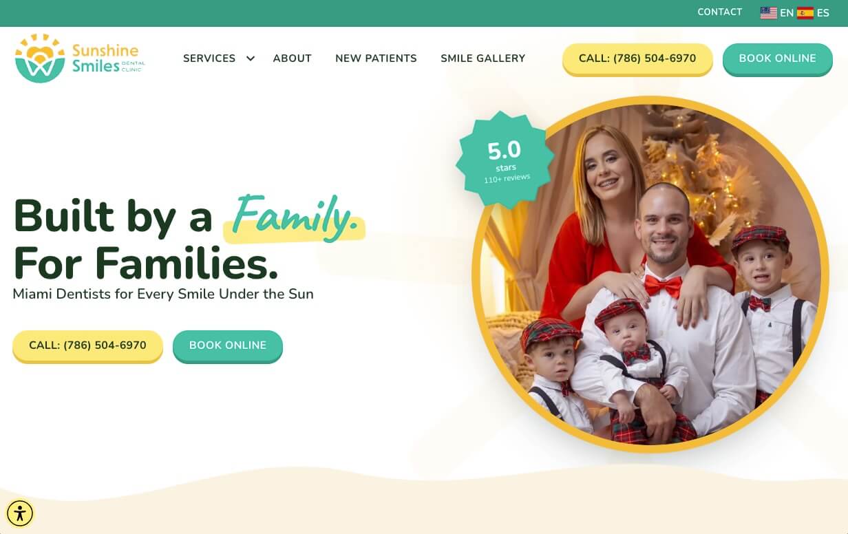 Sunshine Smiles website home page
