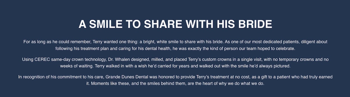 Grand Dunes Dental's patient testimonial